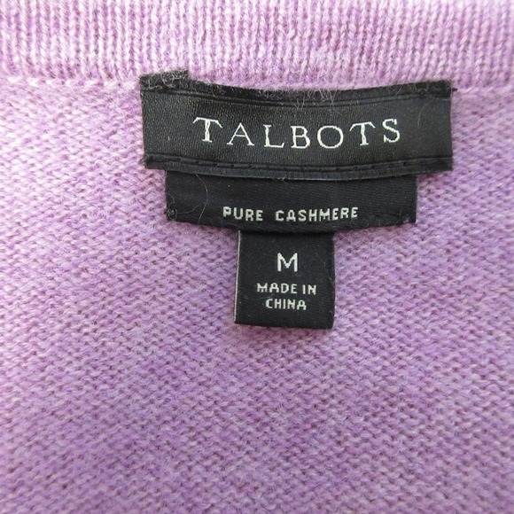 Talbots 100% Cashmere Sweater Women M Purple Striped Long Sleeve Knit Casual 218 - Picture 9 of 9